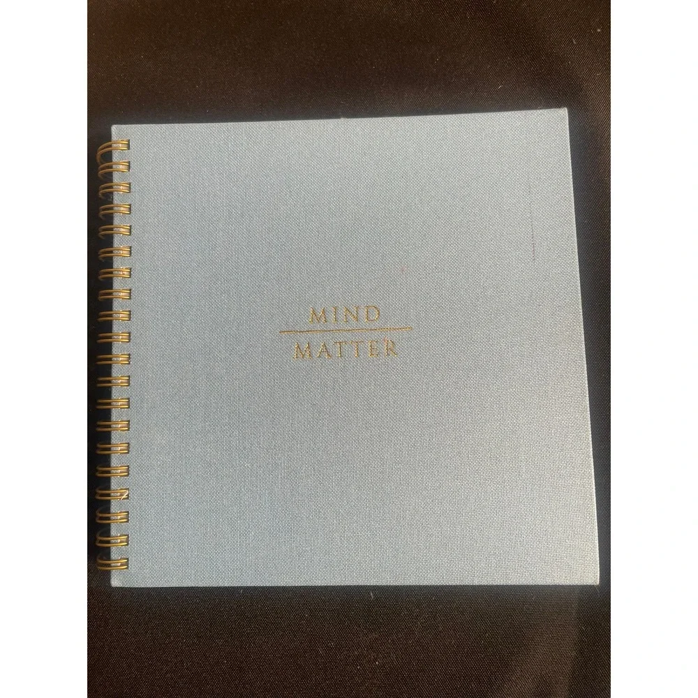 Mind Over Matter Guided Journal Spiral Bound Light Blue Linen Goal Planner 8x8